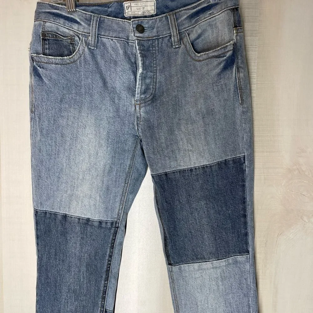 Free People patchwork‎ button fly denim jeans, size 27